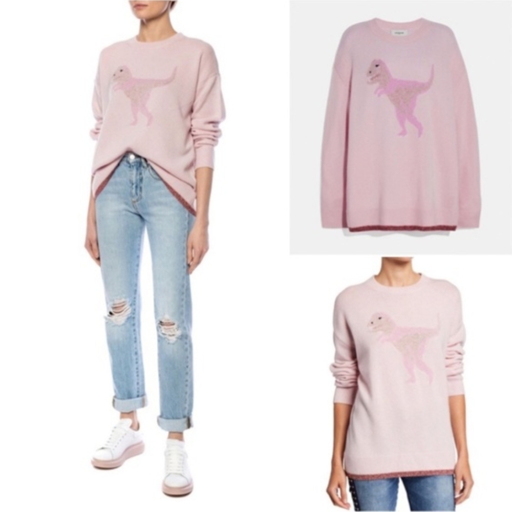 Coach Rexy crewneck intarsia sweater pink size XL